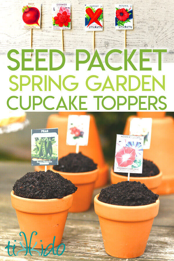 Printable vintage seed packet cupcake toppers to make the easiest spring garden cupcakes.