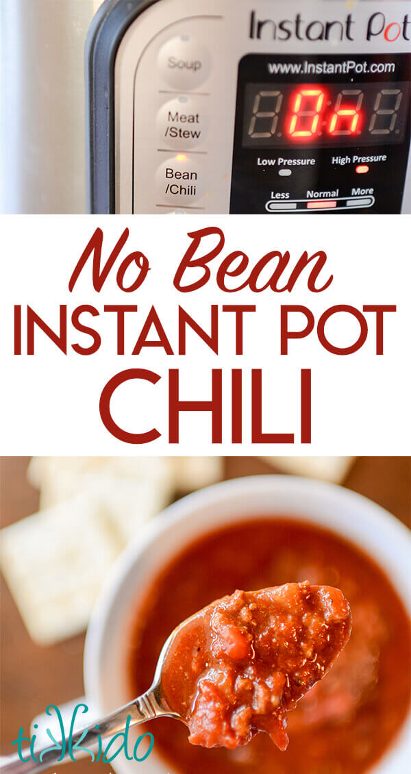 Amazingly easy and delicious no bean Instant pot chili recipe.