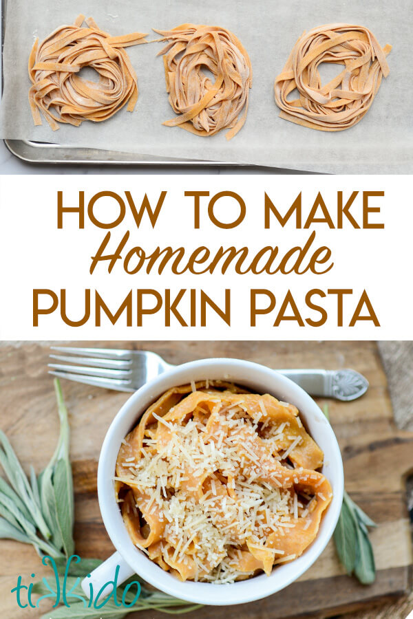 Collage of homemade pumpkin pasta images optimized for Pinterest