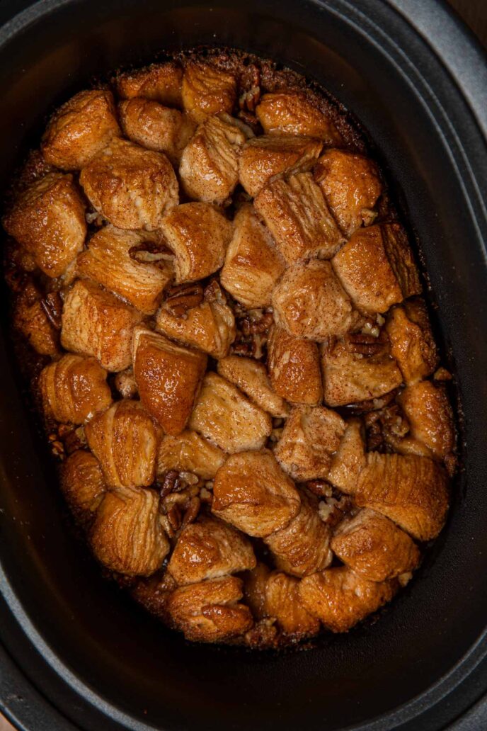 Crock Pot Monkey bread made with biscuits.