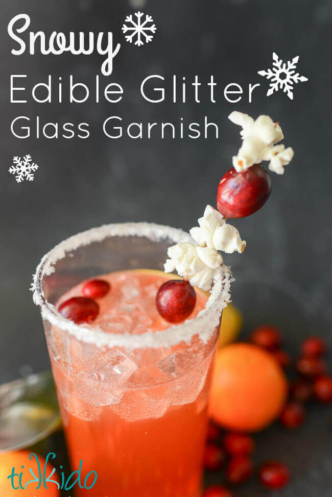 Snowy Edible Glitter Cocktail Glass Garnish