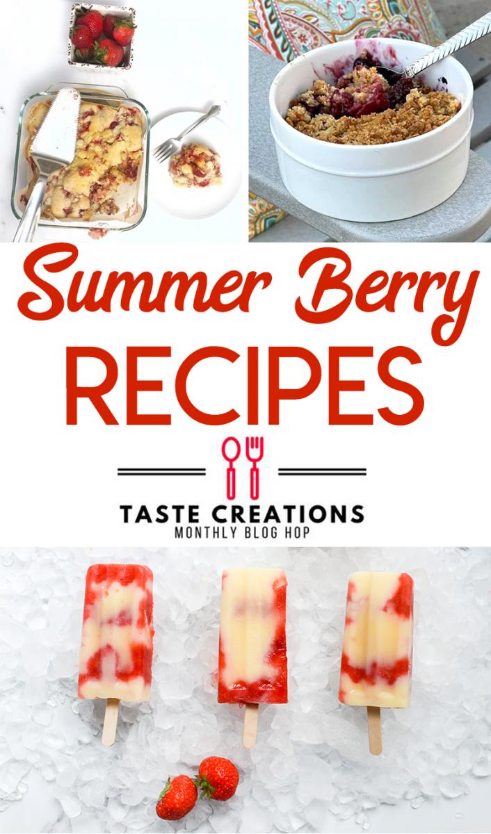 Collage of summer berry recipes optimized for Pinterest.