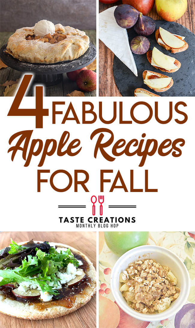 Collage of fall apple recipes for the Taste Creations Blog Hop.