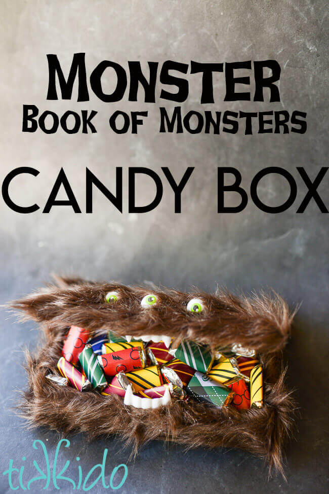 Harry Potter Monster book of Monsters box filled with Harry Potter candies.