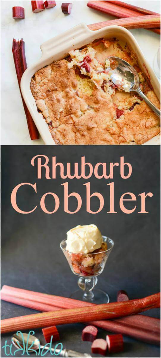Collage of Rhubarb cobbler photos optimized for Pinterest.