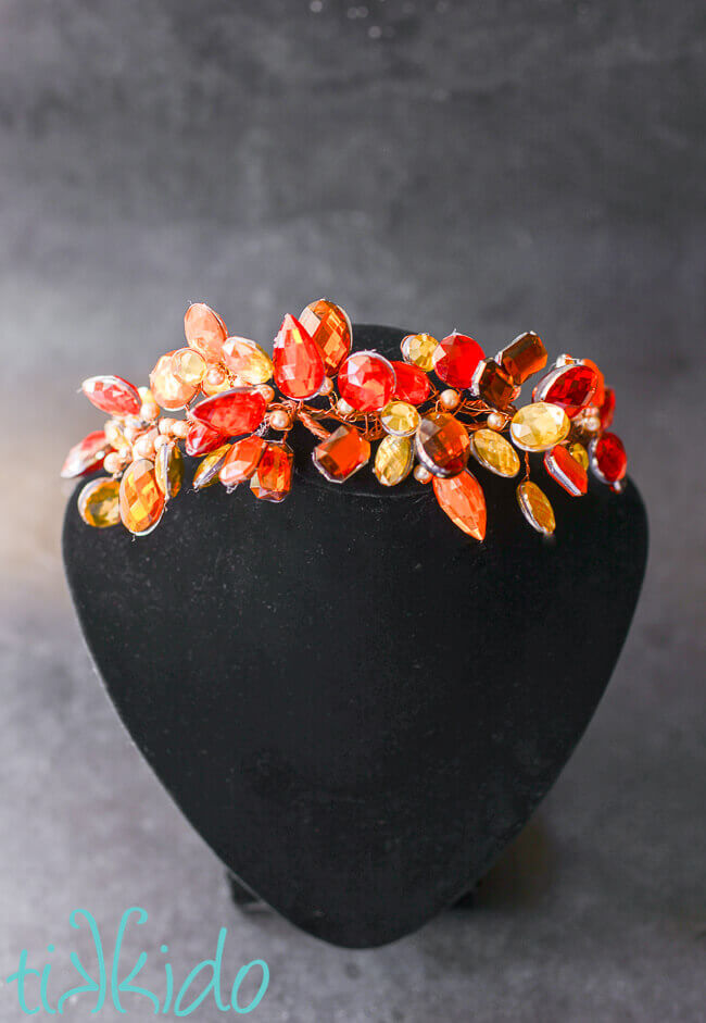 Inexpensive DIY Jeweled Crown Tutorial in Fall Colors