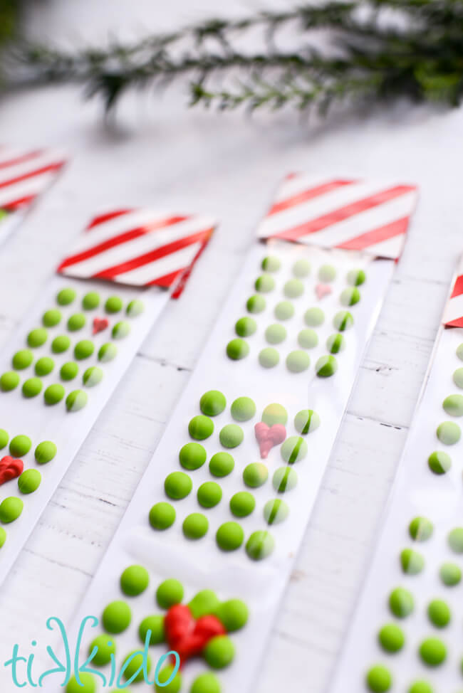 Grinch Candy Buttons inspired by Dr. Seuss' How the Grinch Stole Christmas.
