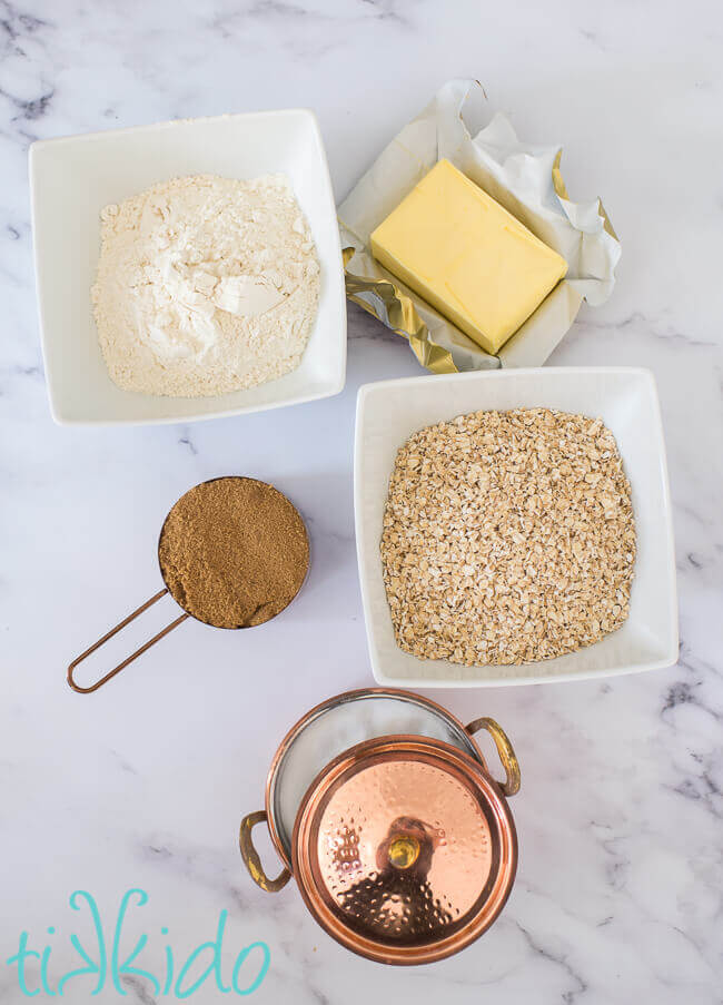 Ingredients for blackberry crisp topping.