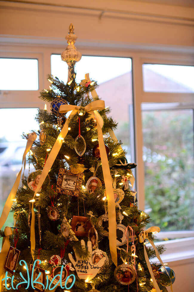 Ribbons on an eclectic Christmas tree.