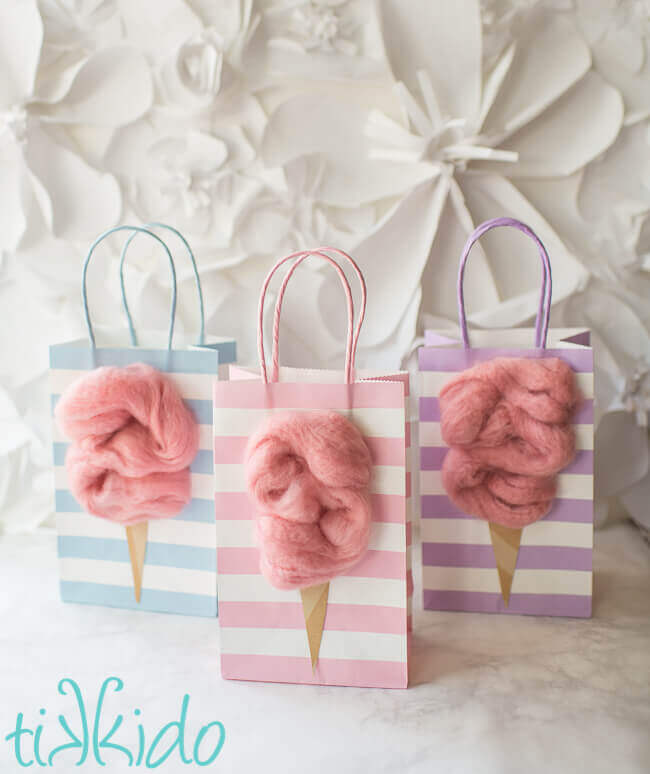 Cotton Candy Favor Bag or Gift Bag Tutorial | Tikkido.com