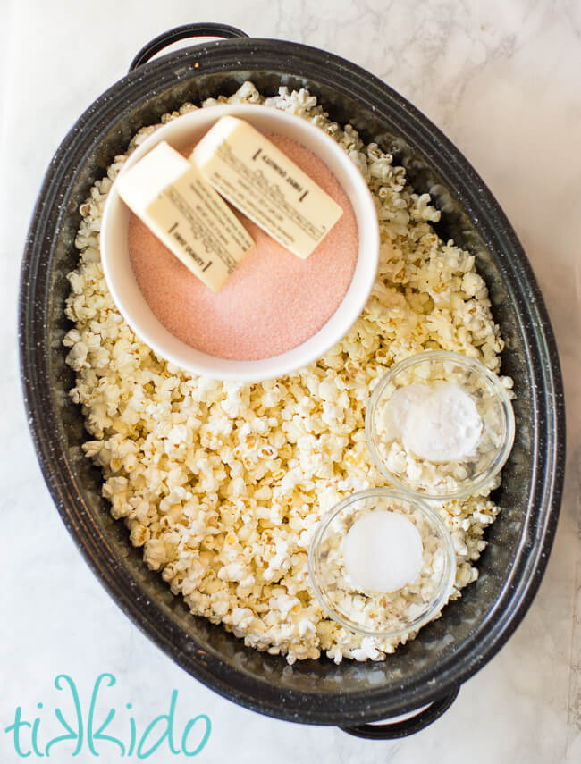 Ingredients for making cotton candy popcorn.