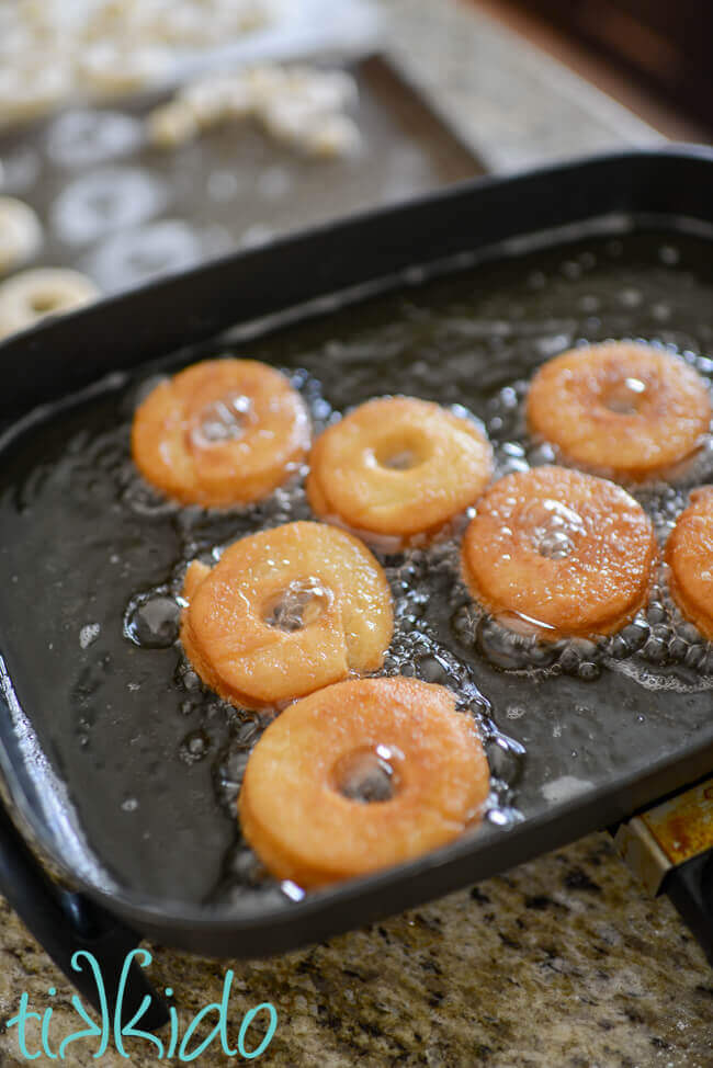 Cake Doughnuts being fried