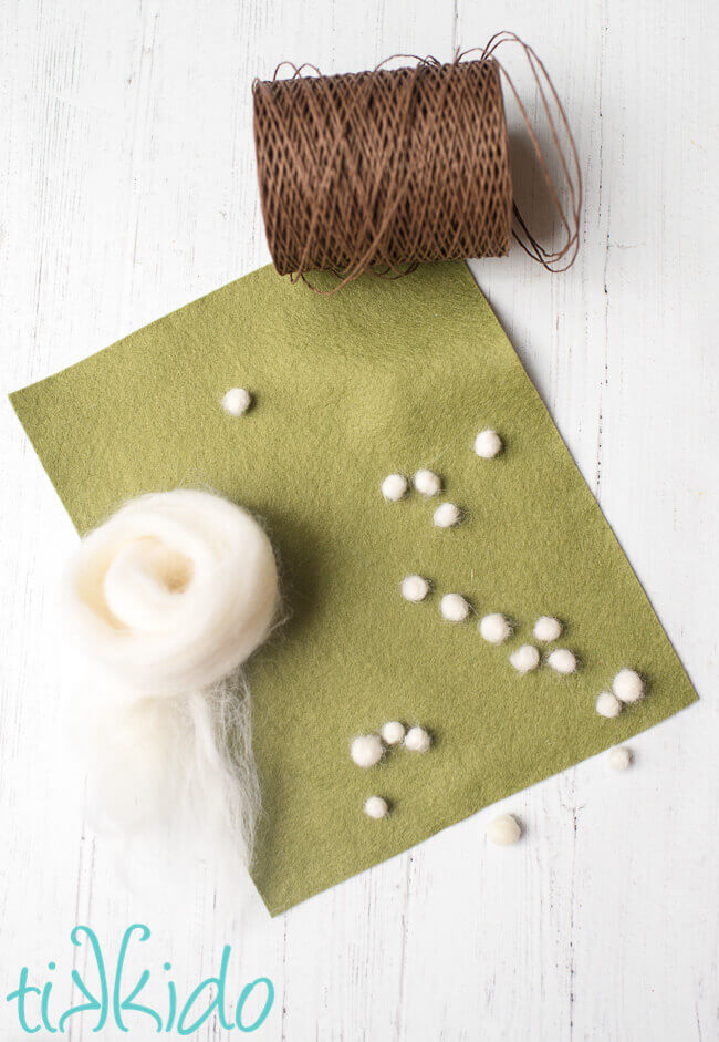 materials for making a felt Mistletoe Ornament