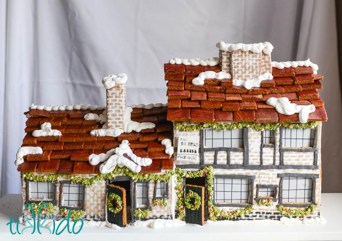 Gingerbread replica of The Six Bells pub in St Albans, England.