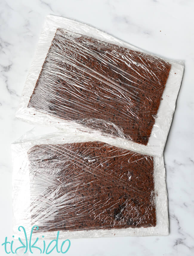 Homemade Ice Cream Sandwich cookies being frozen before assembling the Homemade Ice Cream Sandwiches.