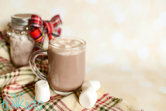 Homemade hot cocoa made with homemade hot chocolate mix.