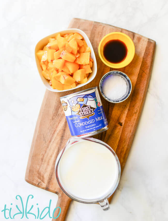 Ingredients for no churn peach ice cream recipe