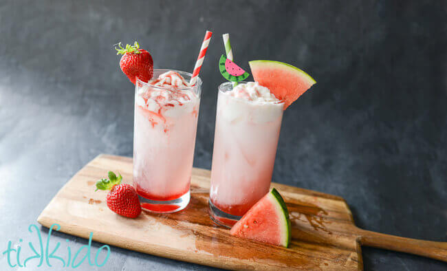 Homemade strawberry and watermelon Italian Cream Sodas