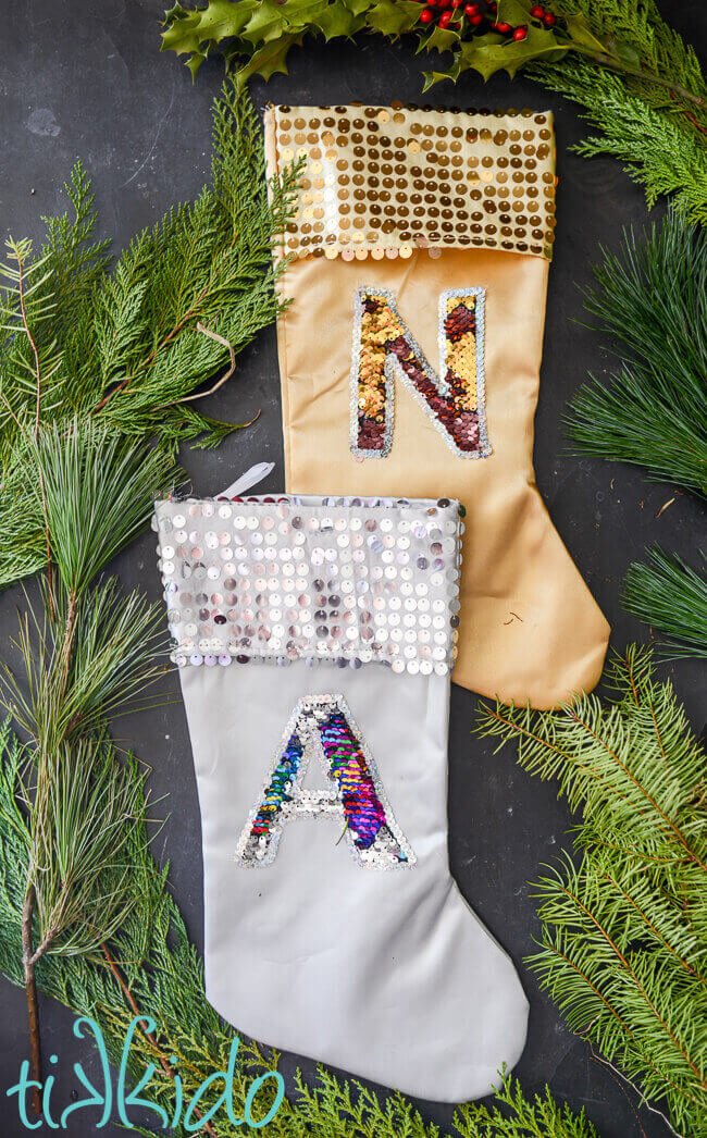 Sequin Monogram Stockings