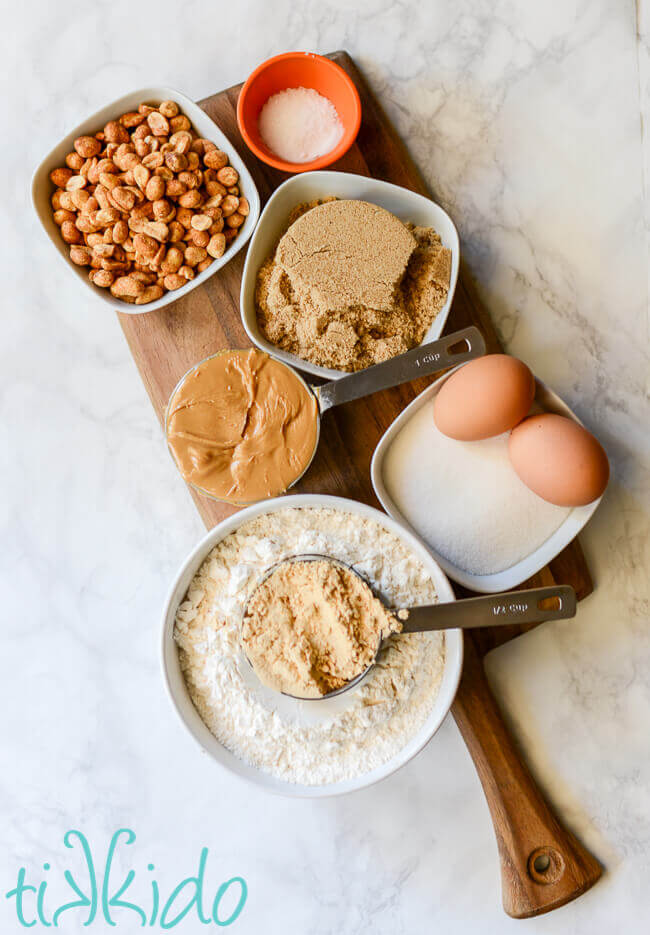 Ingredients for peanut butter bar cookies.