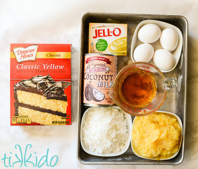 Ingredients for Pina Colada Cake