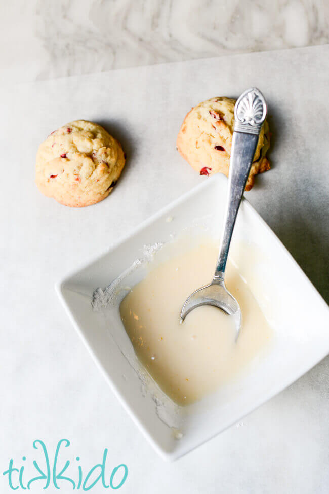 Orange glaze for cranberry cookies