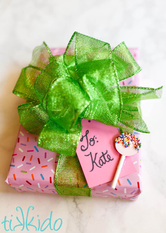 Sprinkle lollipop homemade gift tag