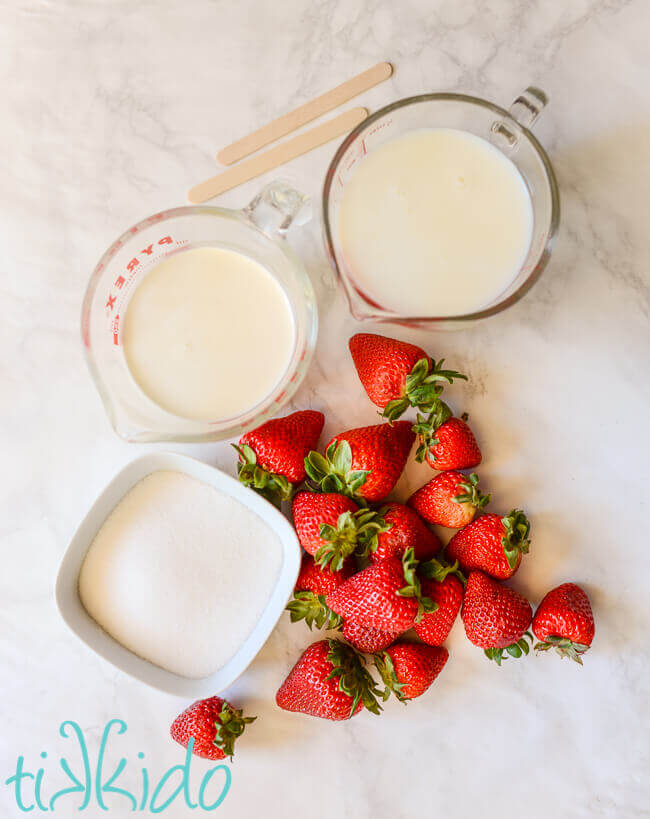 Strawberries and Cream Popsicle recipe ingredients