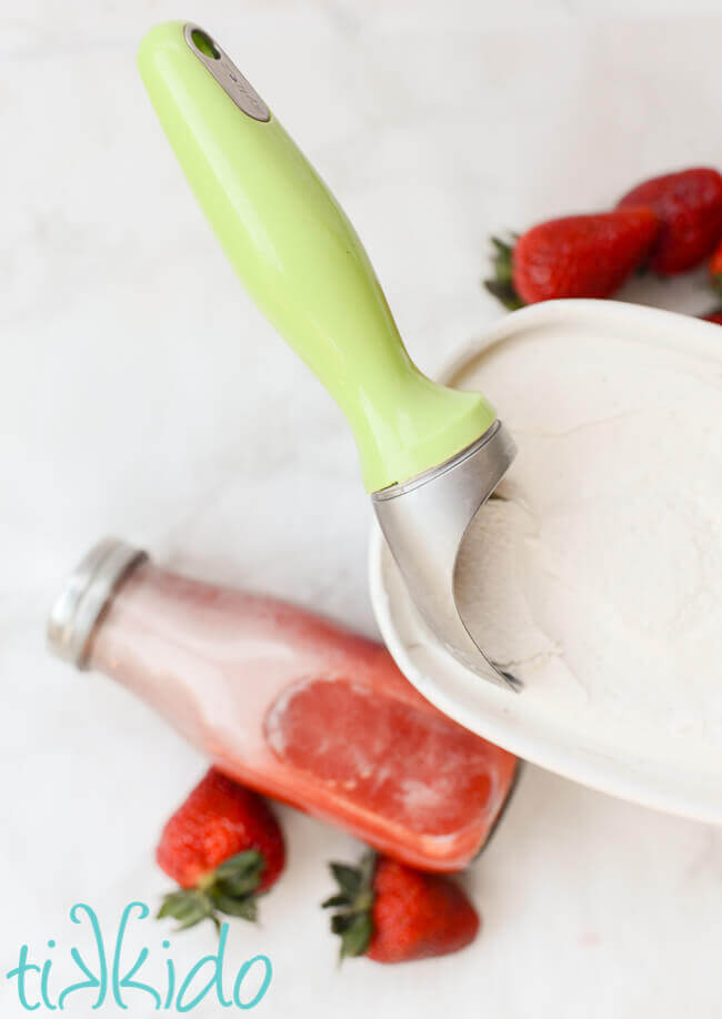 Ingredients for homemade strawberry milkshake