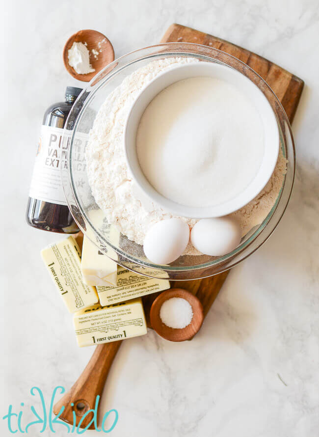 Ingredients for the best cut out sugar cookie recipe.