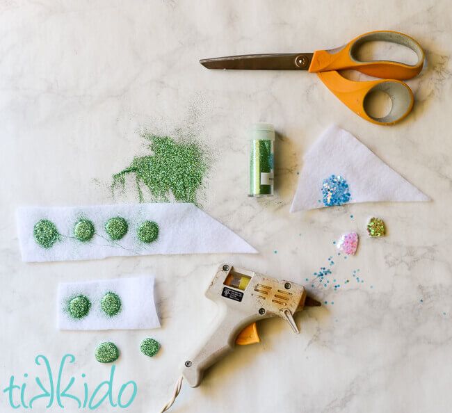 Decorative gumdrops being made for the Felt Gingerbread House.