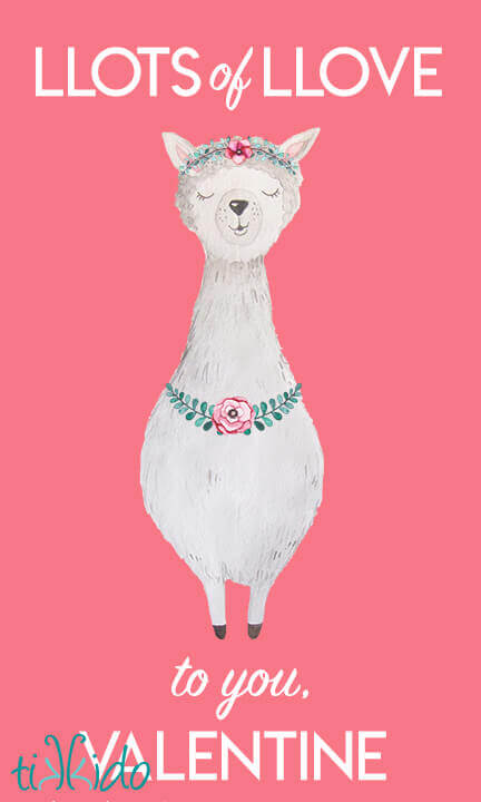 Free printable llama themed valentines for Valentine's Day.