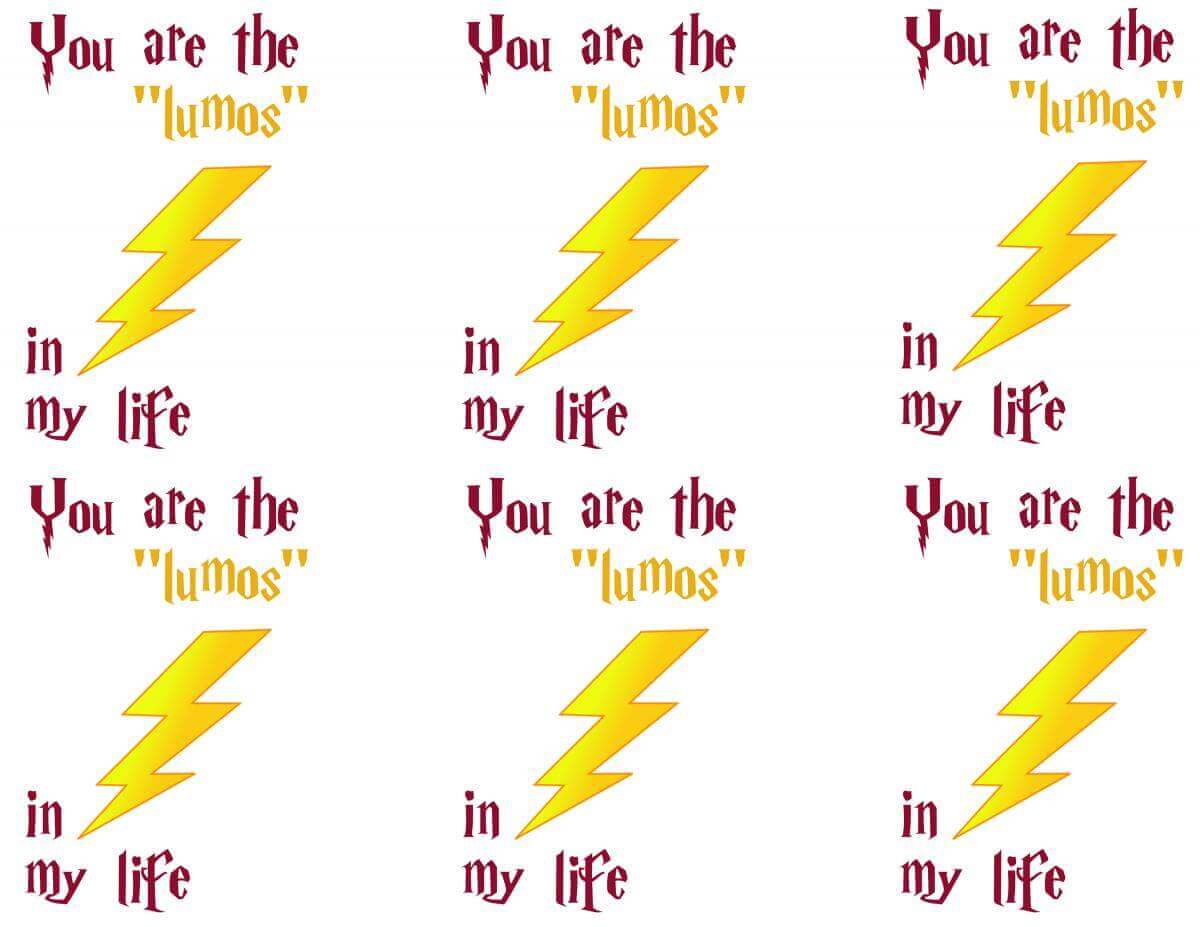 grid of printable Harry Potter valentines