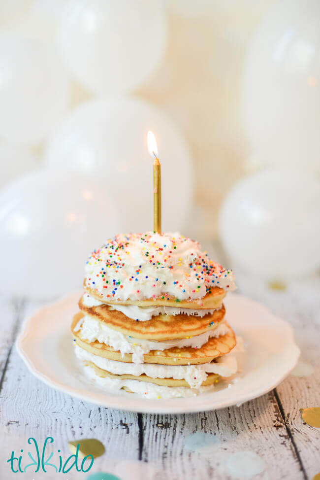 Easy Birthday Cake Pancakes Made With Cake Batter | Tikkido.com