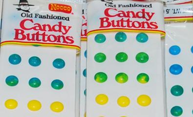 Closeup of old fashioned candy buttons.