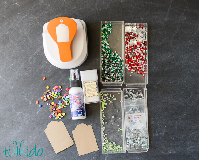 materials for DIY Christmas Gift Tag inspired by gingerbread houses.