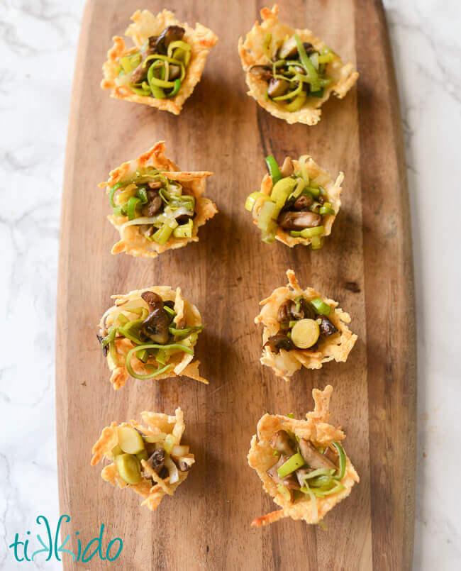 Edible Parmesan Bowl Filled with Leeks and Mushrooms Appetizer Recipe ...