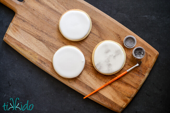 Decorating Full Moon Sugar Cookies with Luster Dust