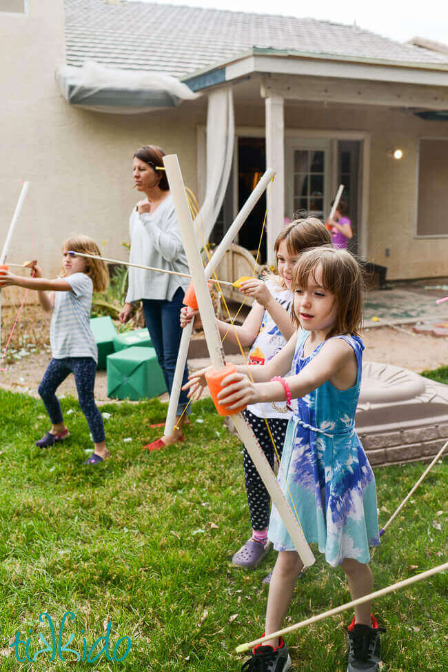 Archery activity at the Minecraft Birthday Party