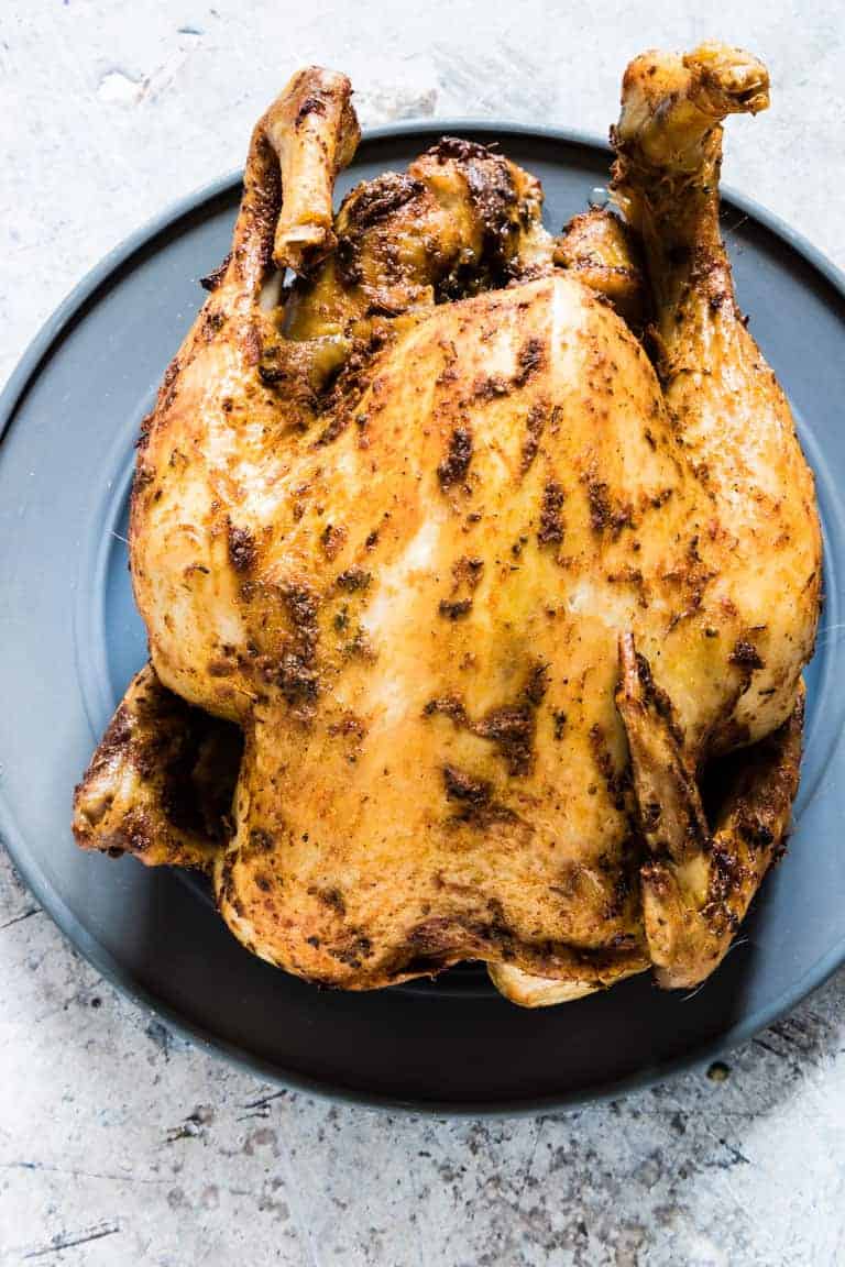 Whole chicken made in a slow cooker.