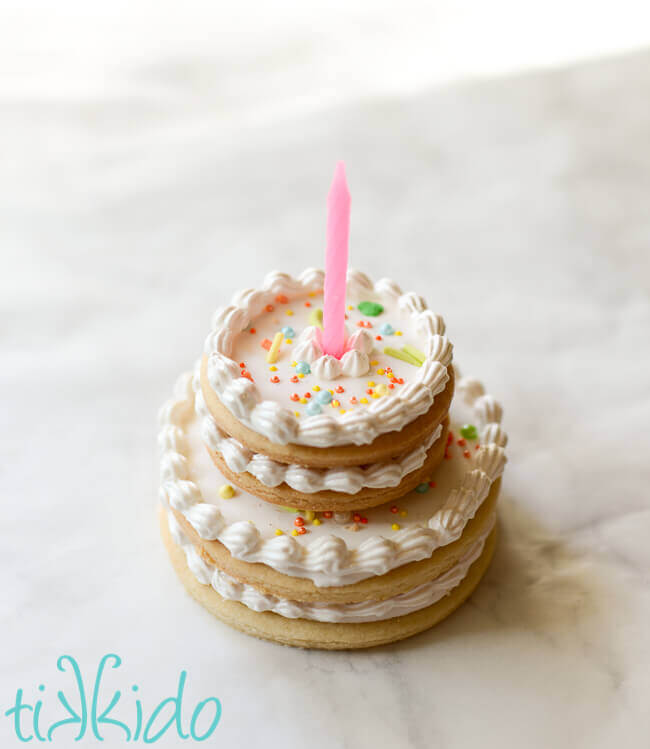 Stacked Sugar Cookie Miniature Birthday Cake 