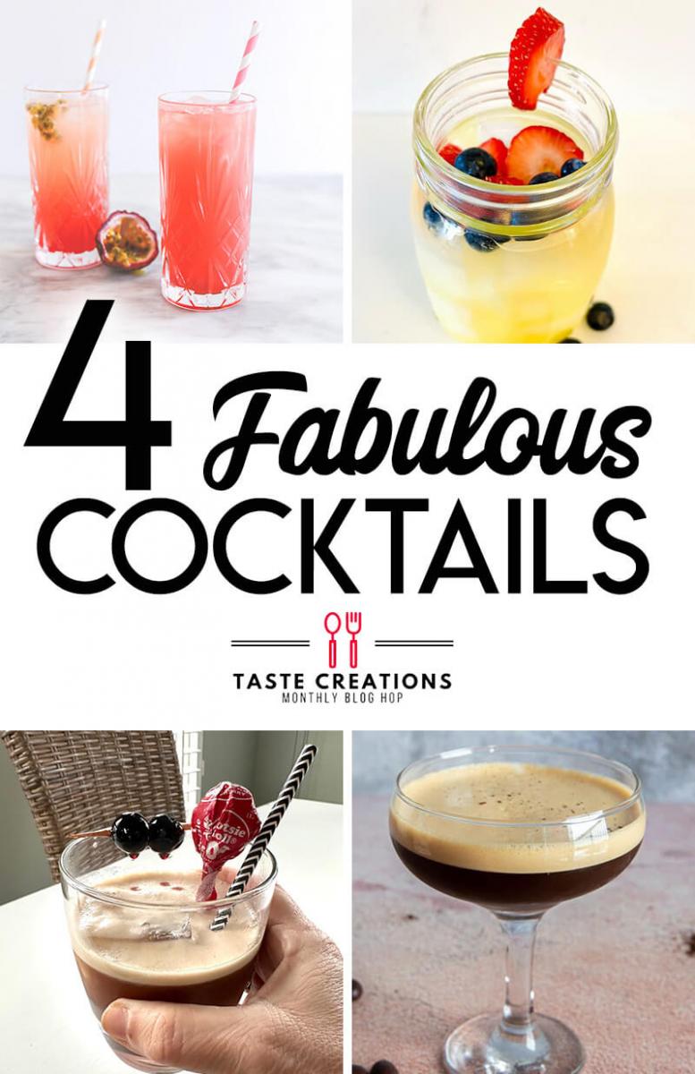 Collage of cocktail photos with text overlay reading "4 Fabulous Cocktails."