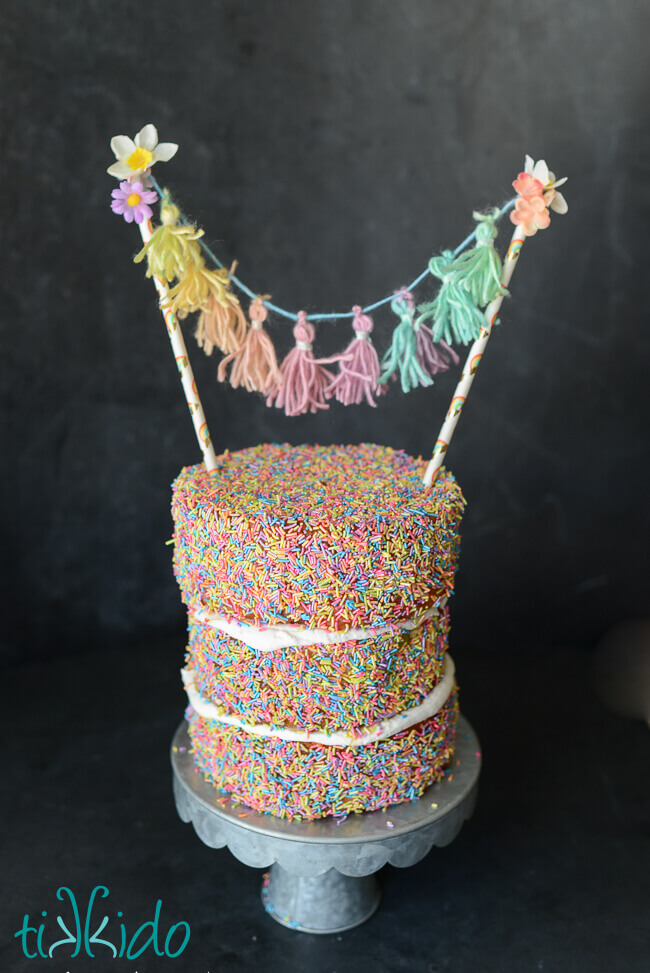 Mini Tassel Cake Topper / Custom / Unicorn Pastel Rainbow / Made-To-Order/  Hand Made Mini Tassels / Birthday Party / Bamboo Sticks / Cotton