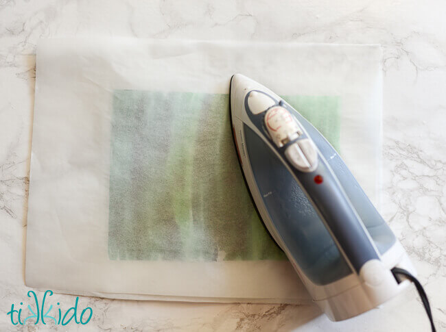 Ironing wrinkly watercolored wafer paper